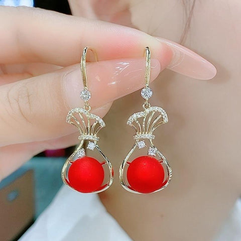 Fashion White Pearl Drop Earrings Zircon Wedding Earrings Jewelry Gift-JW01455-Veeddydropshipping