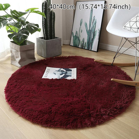 Wool Rug Living Room Carpets Faux Fur Round Mat-HA00473-Veeddydropshipping