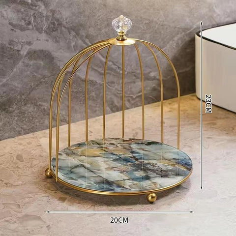 Metal Bird Cage Cosmetic Storage Organizer Lipstick-HA00790-Veeddydropshipping