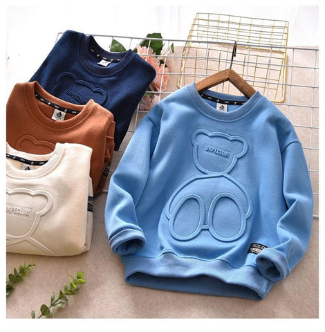 Spring Autumn Steel Print Bear Sweatshirt Boys Clothes-Veeddydropshipping