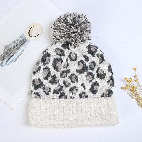 Leopard Print Women Hat And Scarf Set-WF01170-Veeddydropshipping
