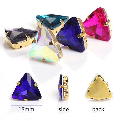 Glass Strass Rhinestones Triangles Claw Sewing Accessories-HA00042-Veeddydropshipping