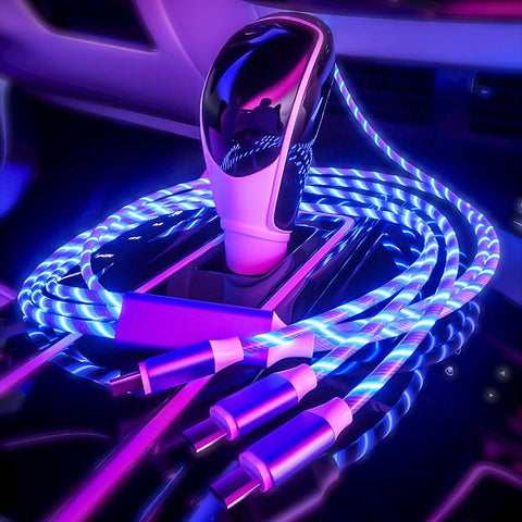 3in1 Micro USB Type C Mobile Phone Charging Cable LED lighting Charger Cable-PA00415-Veeddydropshipping