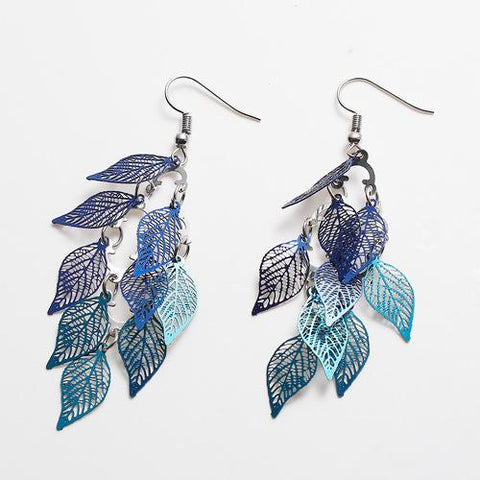 Fashion Drop Earrings Leaf Colorful Feather Pendant Tassel For Women -JW01460-Veeddydropshipping