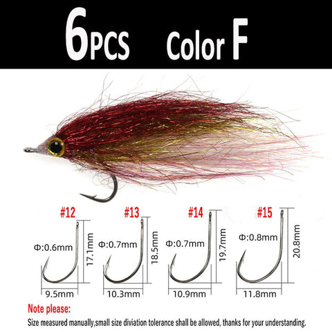 6pcs Wounded Ice Dub Minnow Fly Fishing Flies Realistic Baitfish Lures-OS00531-Veeddydropshipping