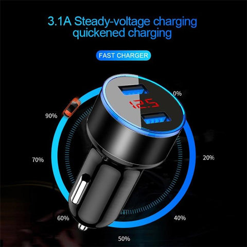 USB Car Charger LED Display Phone Adapter-PA01146-Veeddydropshipping