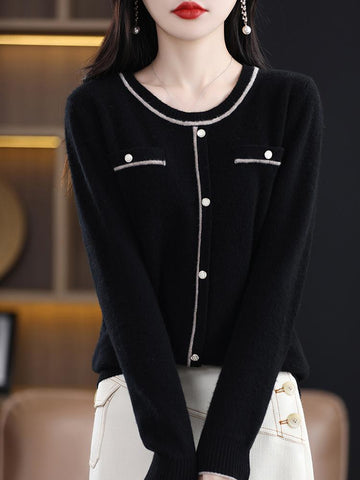 Crewneck Match Color Thread Loose Sweater-WF00104-Veeddydropshipping