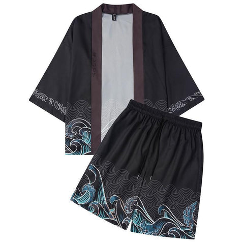 Sets Sexy Cardigan Kimono Robe Shorts Pyjamas Suit M-XXL Sleepwear-MF01661-Veeddydropshipping