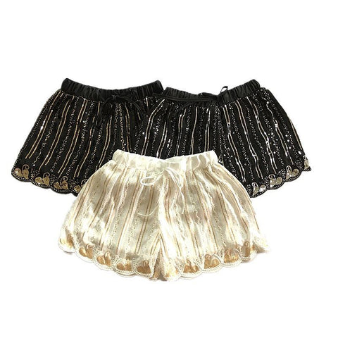 bead work chiffon shorts women-WF00559-Veeddydropshipping