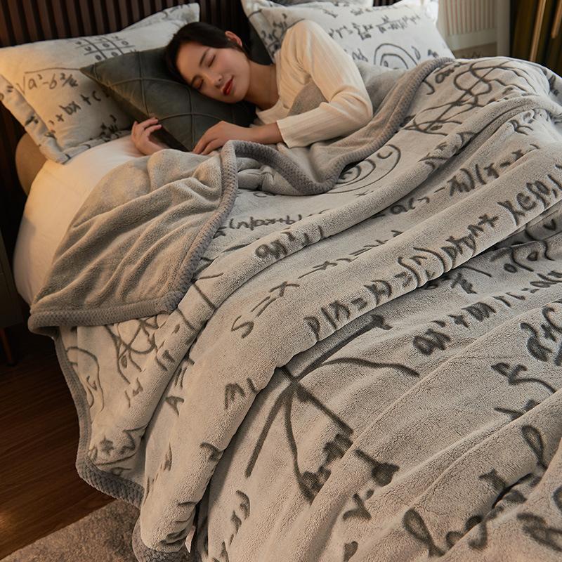 Coral Fleece Blanket Bed Covers Bedspread Sofa Cover-HA00450-Veeddydropshipping
