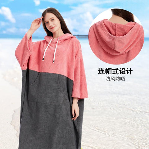 Sun Protection Bathrobe Bath Towel Extra Large Hooded Beach Towel Changing Robe -OS00226-Veeddydropshipping