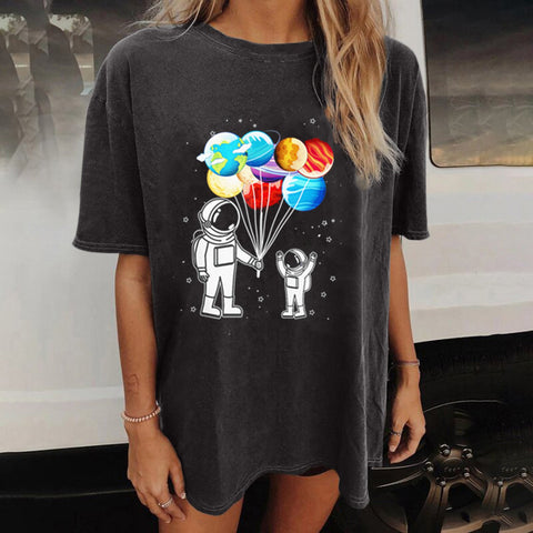 Women Breathable Brand Astronaut T-Shirts Drop-shoulder-Veeddydropshipping