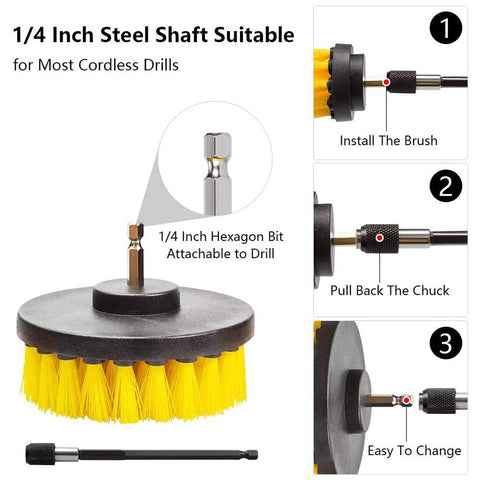 Drill Brush Attachment Set Power Scrubber Wash Cleaning Brushes-AM00327-Veeddydropshipping