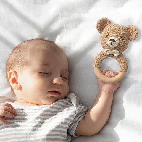 1PC Crochet Animal Rattles Soother Bracelet Cartoon Bear Baby Rattle Toy-TB00824-Veeddydropshipping