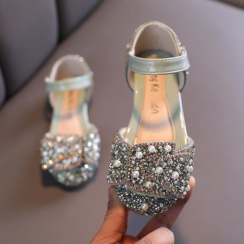 Girls Sandals Summer Princess Shoes Sequin Lace Bow-TB00138-Veeddydropshipping
