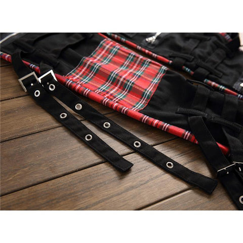 Plaid Patchwork with Ribbons Men&#39;s Hip-MF00550-Veeddydropshipping