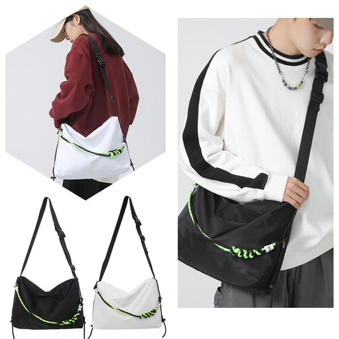 Men Fashion Shoulder Tote Bag Solid Leisure with Green Ribbon for-BS00357-Veeddydropshipping