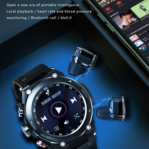 2023 New T92 Smart Watch Bracelet 2 in 1 TWS Wireless Earbuds 1.28Inch-CE00527-Veeddydropshipping
