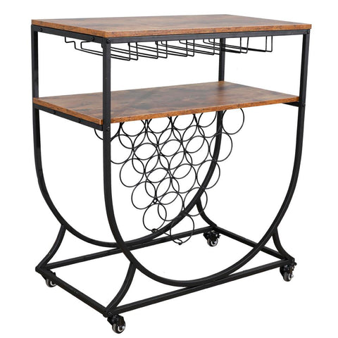 Munich Bar Cart with Wine Rack-HA01653-Veeddydropshipping