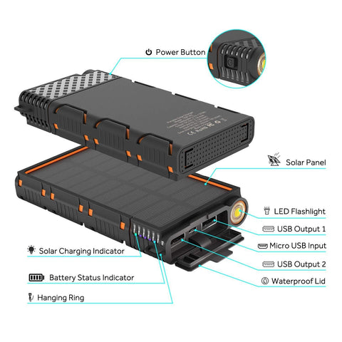 New Sale 80000mAh Solar Portable Large Capacity Ultra-thin Power Bank with Led Lamp-PA00459-Veeddydropshipping
