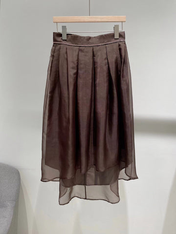 Women Casual Style Trim Asymmetric Organza Skirt-WF00385-Veeddydropshipping