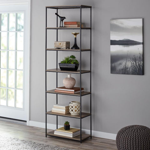 6-Shelf Metal Frame Bookcase Book Shelf Wall-HA01574-Veeddydropshipping
