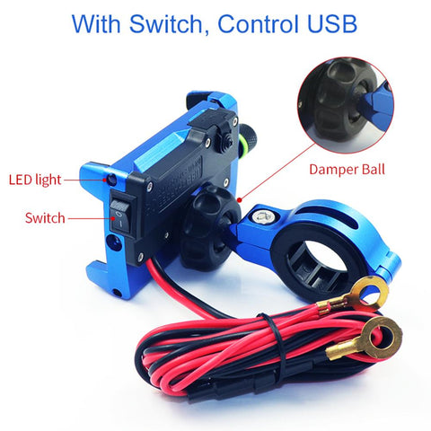 360 Degree QC 3.0 Mobile Phone Holder USB Charger Motorcycle Handlebar-PA00527-Veeddydropshipping