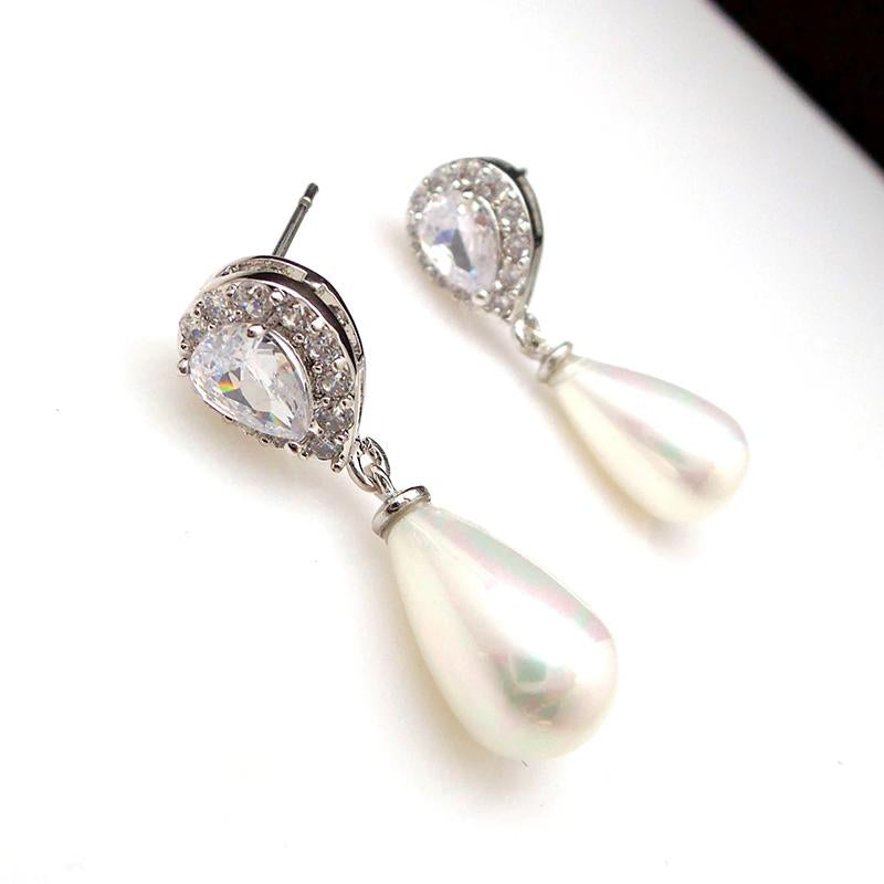 Water Drop Simulated Pearl Dangle Earrings for Women Luxury Fashion-JW01447-Veeddydropshipping