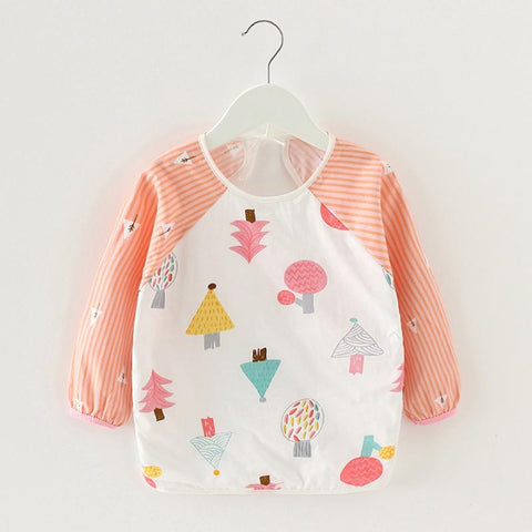 Baby Kids Toddler Long Sleeve Scarf Waterproof Art Smock Feeding Bib-TB00341-Veeddydropshipping