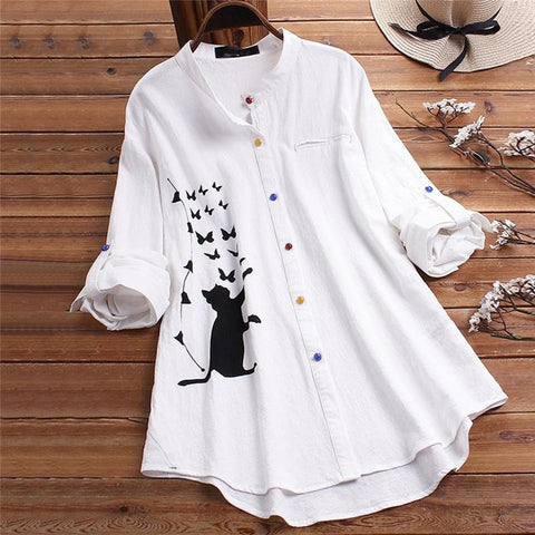 S-5XL Loose Linen Maternity Blouses Long Sleeve Nursing Tops Shirts For Pregnant-TB00581-Veeddydropshipping