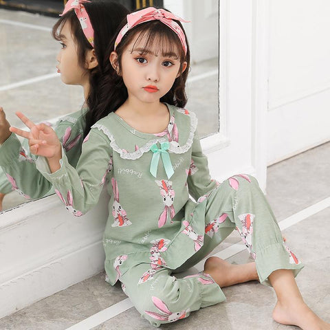 2 Pcs Cotton Girls Pajamas Sets Autumn Winter Long Sleeve Girls-TB01057-Veeddydropshipping
