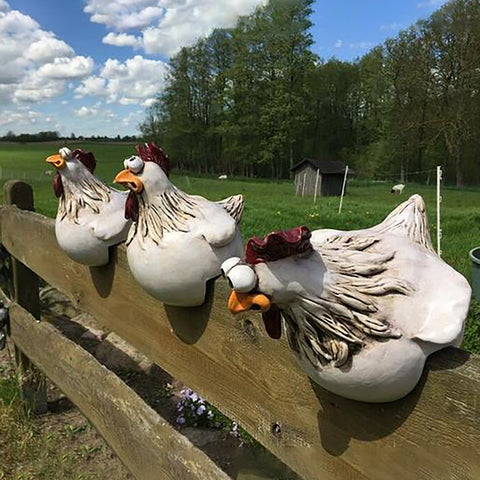 Statues Chicken Fence Decor Garden Farm-HA00323-Veeddydropshipping