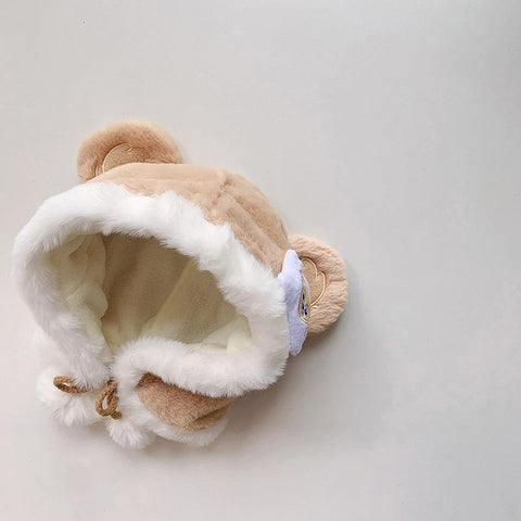 Cute Bear Baby Hat with Earflaps Winter Warm Lined Infant Girl Boy-TB00448-Veeddydropshipping