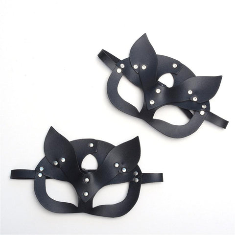 Cat Cosplay Half face fox Leather Masks-WF01599-Veeddydropshipping