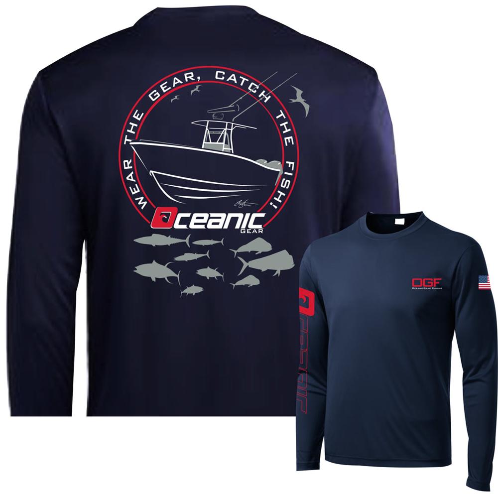 Oceanicgear Fishing Clothing Mens OGF Crewneck Shirt Print Fishing Long Sleeve Uv Protection -OS00486-Veeddydropshipping