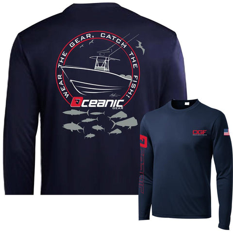 Oceanicgear Fishing Clothing Mens OGF Crewneck Shirt Print Fishing Long Sleeve Uv Protection -OS00486-Veeddydropshipping