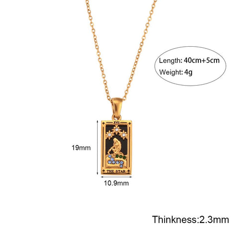 Stainless Steel Tarot Necklaces  Jewelry Colorful Meaningful Moon Sun-JW01176-Veeddydropshipping