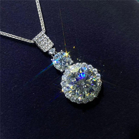 Moissanite Necklace  925 Silver Platinum Plating  Drip Pendant Chain Jewelry-JW00086- Veeddydropshipping