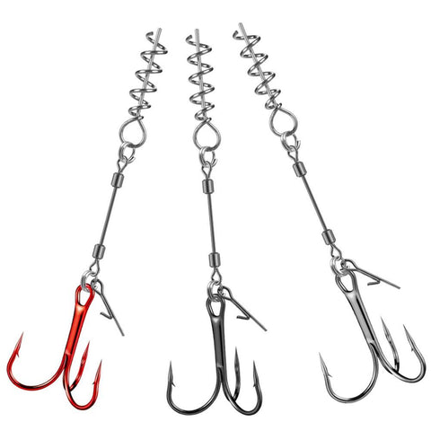 3pcs Fishing Treble Hooks w/ Center Spring Pin Twistlock Screw Rigs -OS00602-Veeddydropshipping