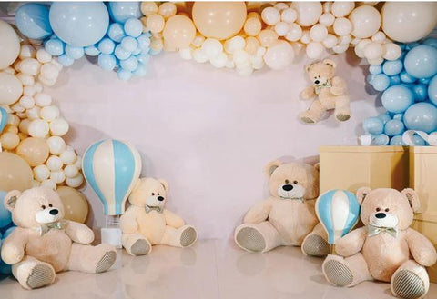 Birthday Backdrop Blue Sky White Clouds Hot Air Balloons Stars Kids-CE00419-Veeddydropshipping