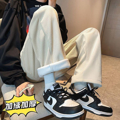 Pants Autumn Winter Warm Straight Corduroy Fleece-Veeddydropshipping