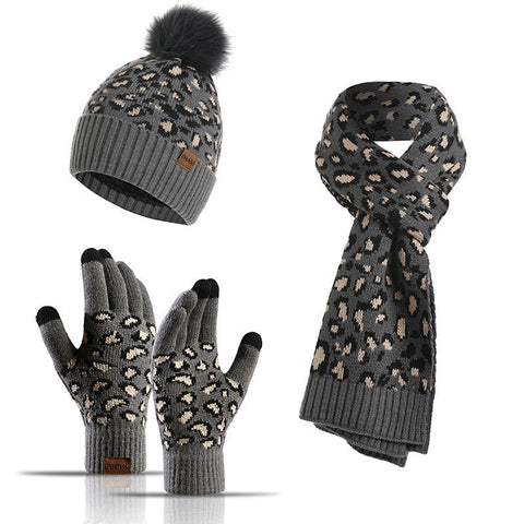 Women Glove Knitted Hats Set-WF01146-Veeddydropshipping