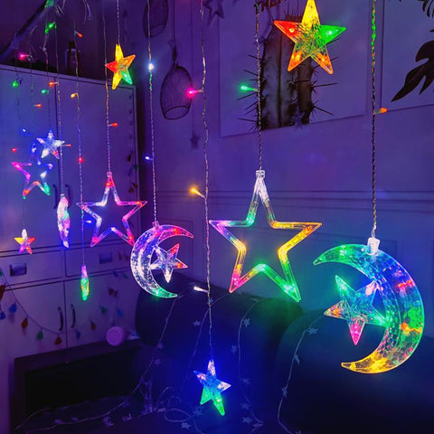 Star Moon Led Curtain Garland String Light-HA00585-Veeddydropshipping