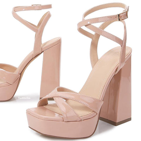 Platform Pumps Club Shoes Open Toe Women High Heels Office Ladies Dress-BS00815-Veeddydropshipping