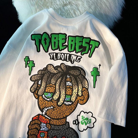 Short sleeved T-shirt with cartoon printing design on European and American streets-Veeddydropshipping