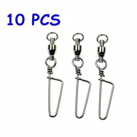 10pcs Stainless Steel Ball Bearing Fishing Swivels Snap Rolling Sea Fishing Swivels-OS00452-Veeddydropshipping