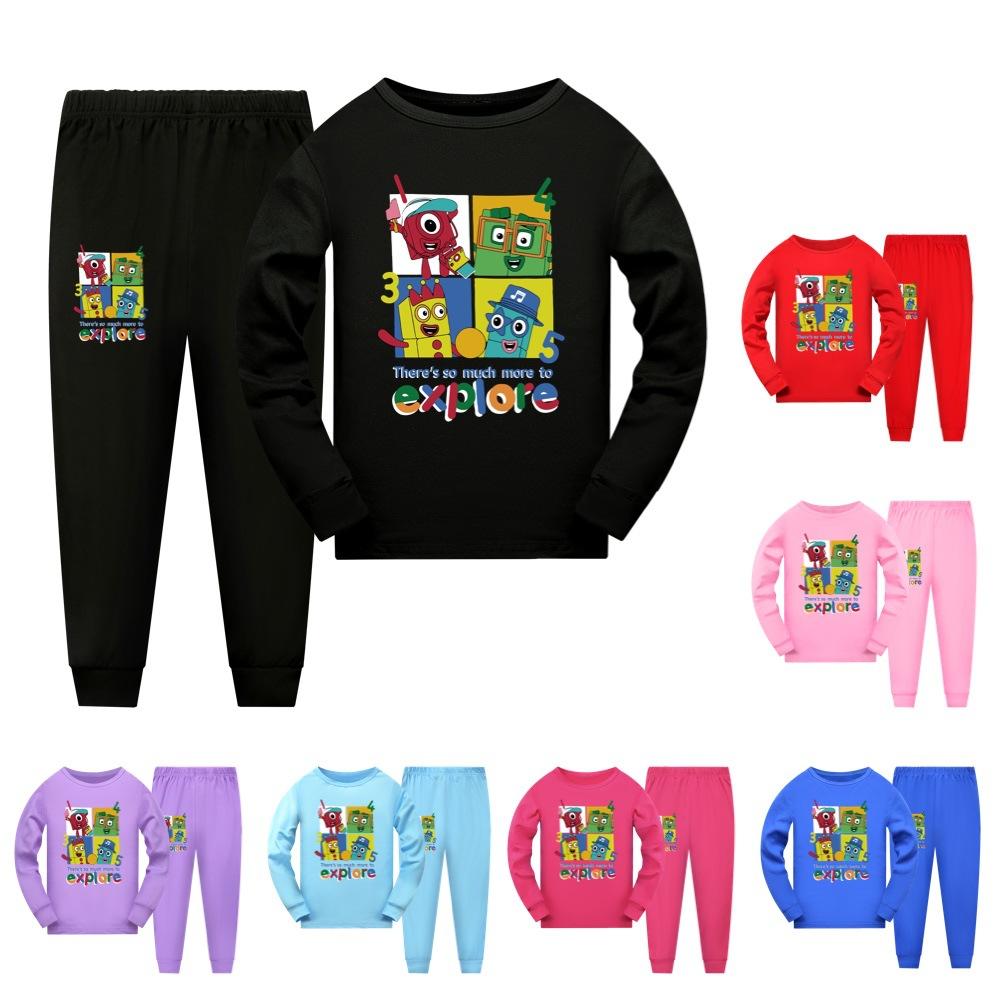 Fashion Number Blocks Clothes Baby Girls Homewear Toddler Boys-TB01043-Veeddydropshipping