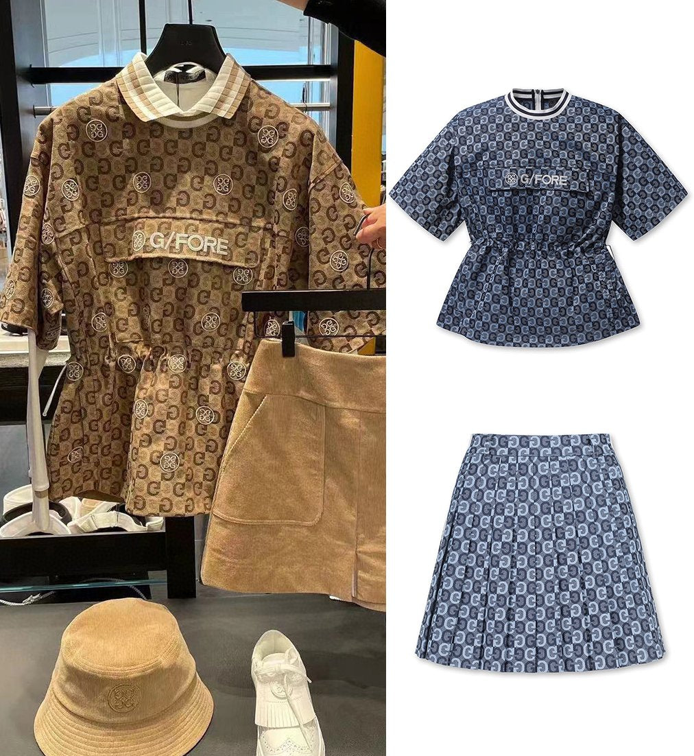 Spring/Summer Golf Shirts/Skirts Women's Embroidered Jacquard Short -OS00737-Veeddydropshipping