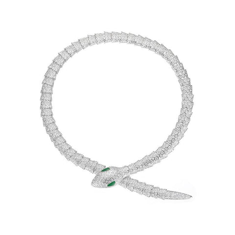 Sterling Silver  Snake-shape Charm  Serpenti-shape Necklace -JW00080-Veeddydropshipping