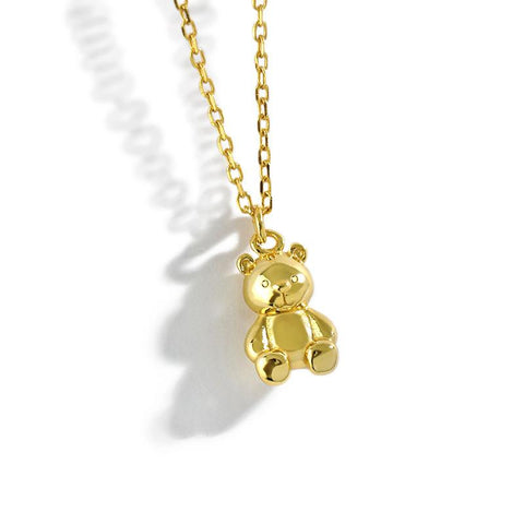 925 Sterling Silver Teddy Bear Pendant Necklace Necklaces For Women-JW00072-Veeddydropshipping